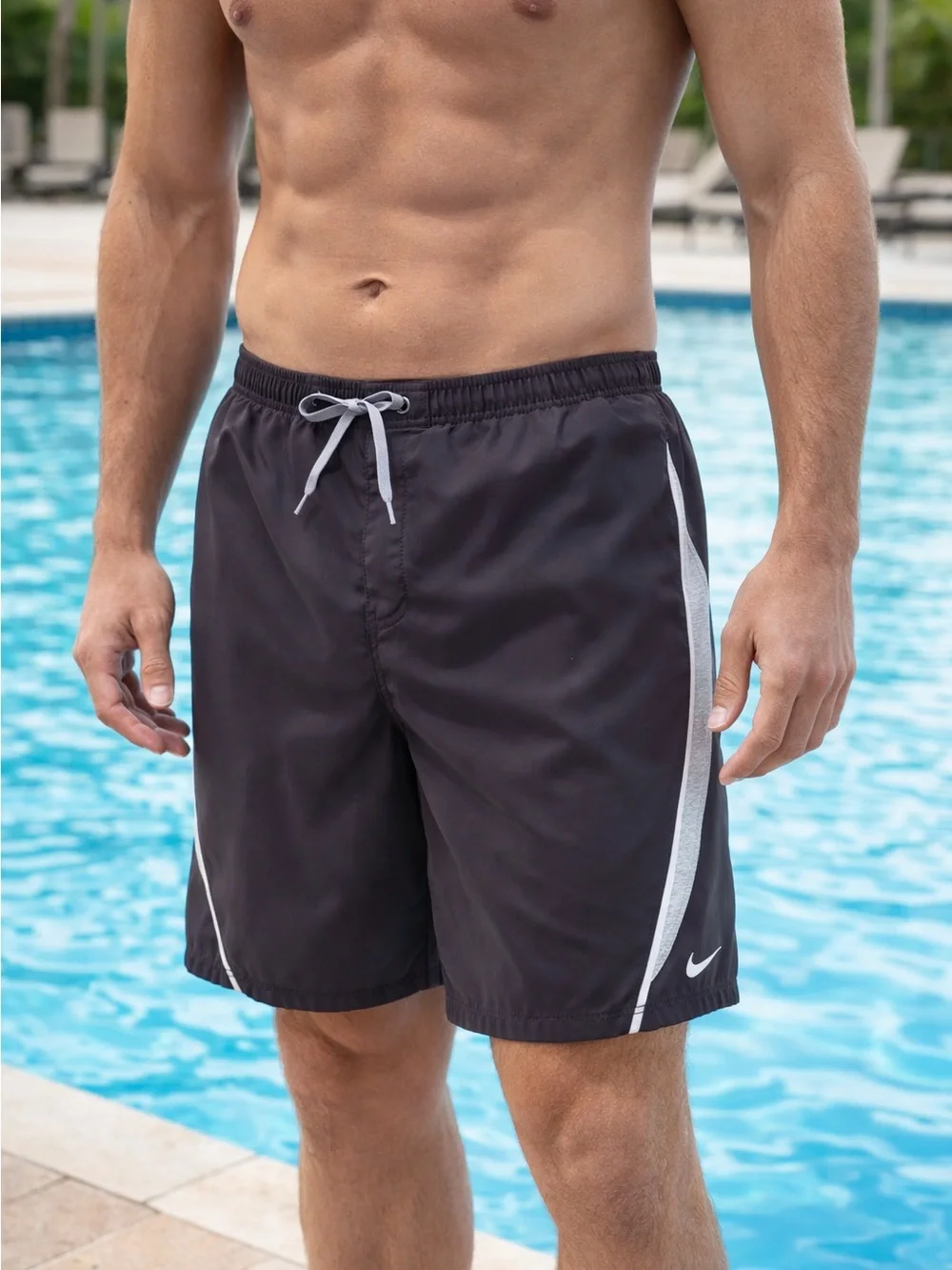 Nike Gray & White Swim Trunks Size Large – Great Used Condition